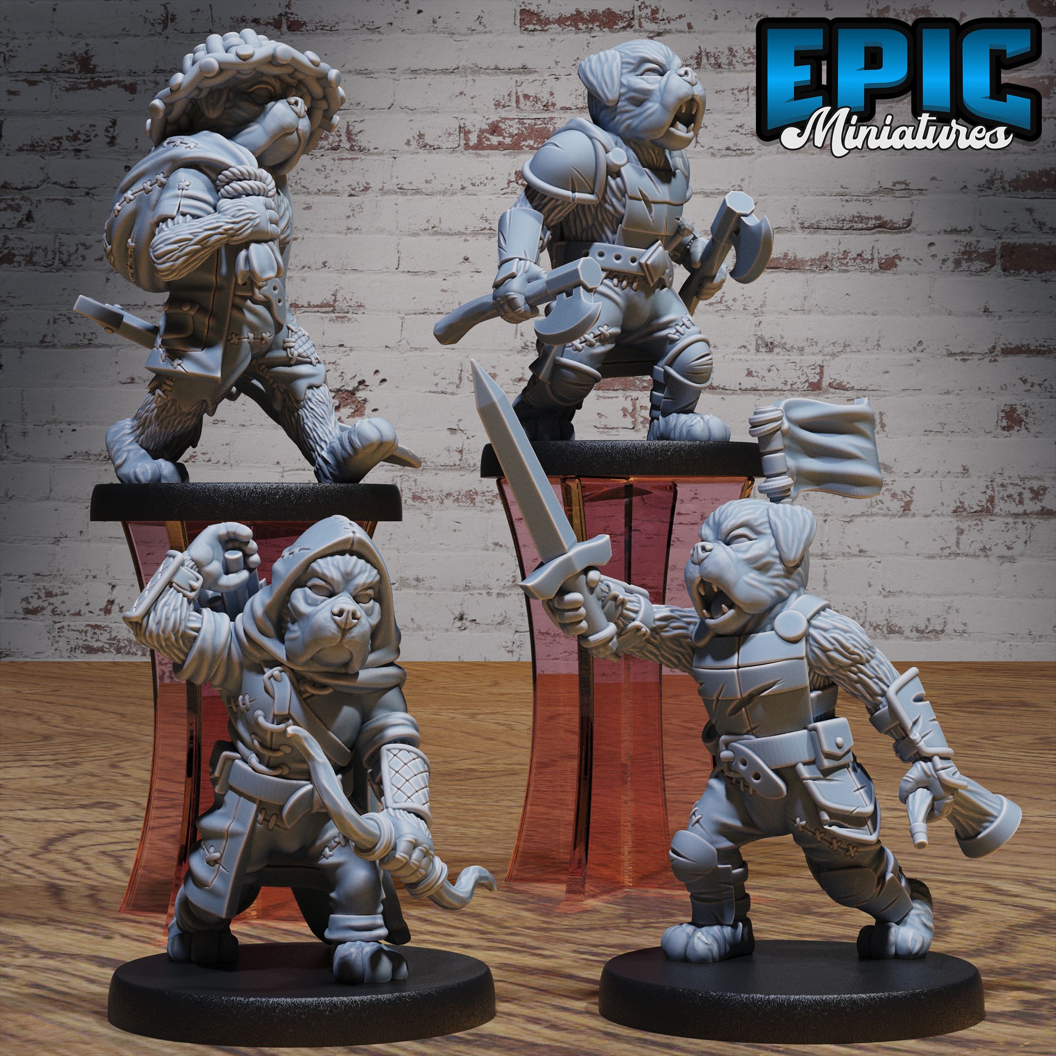 Dog Tribe Set / Dogfolk / Hound Folk Warrior / Paw Fighter / Werewolf Beast / Were Canine / Wild Jackal Animal / Encounter